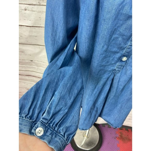 Faded Glory Denim Light Wash Womens Size Large Button‎ Blouse - Picture 4 of 5